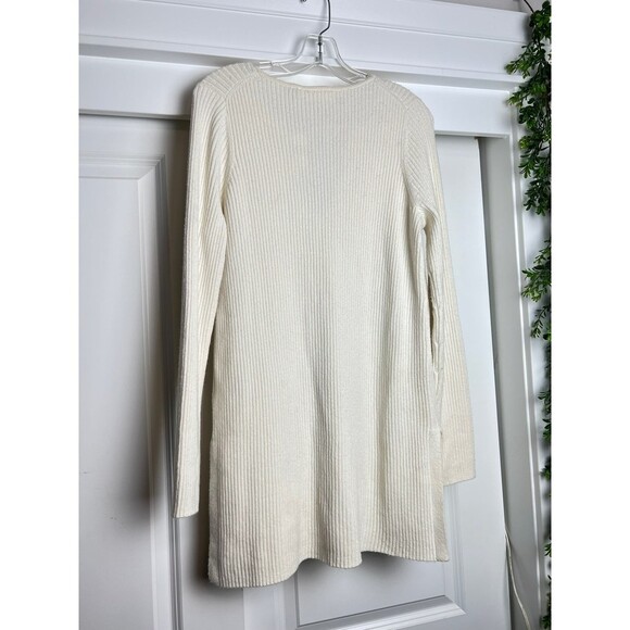 Anthropologie Ett twa Amrita Cream Merino Wool Ribbed Vneck Tunic Sweater size m - Picture 8 of 8